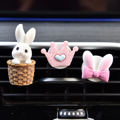 Cute Rabbit Bow Creative Auto Gaisa atsvaidzinātājs Clip Smaržas Izplūdes Vent Ornaments Automašīnu apdare Interjera Sieviešu aksesuāri