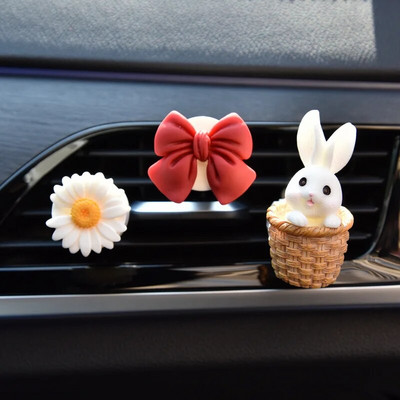 Cute Rabbit Bow Creative Auto Gaisa atsvaidzinātājs Clip Smaržas Izplūdes Vent Ornaments Automašīnu apdare Interjera Sieviešu aksesuāri
