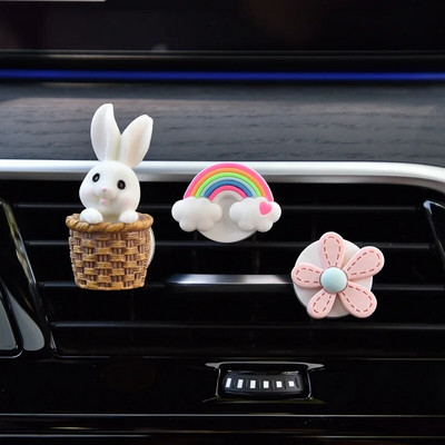 Cute Rabbit Bow Creative Auto Gaisa atsvaidzinātājs Clip Smaržas Izplūdes Vent Ornaments Automašīnu apdare Interjera Sieviešu aksesuāri