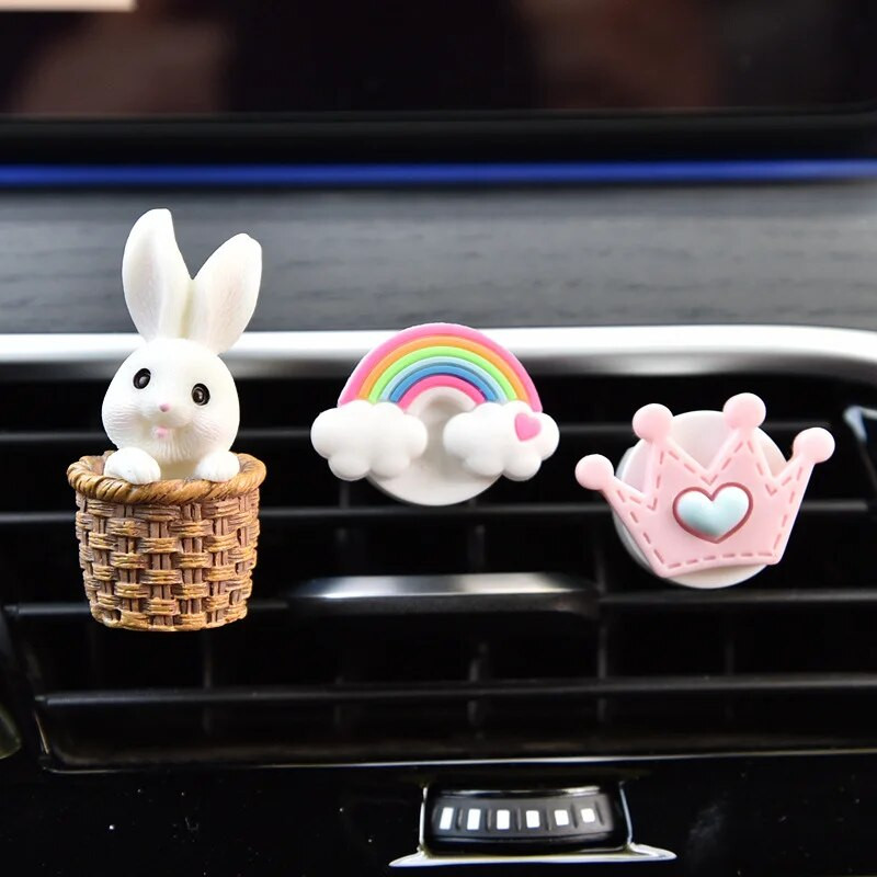 Cute Rabbit Bow Creative Auto Gaisa atsvaidzinātājs Clip Smaržas Izplūdes Vent Ornaments Automašīnu apdare Interjera Sieviešu aksesuāri