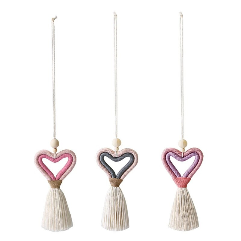 Ar rokām darināti dekoeācijas aušanas varavīksnes sirds atslēgu piekariņi Automašīnas atpakaļskata spoguļa piekariņi Auto salona aksesuāri