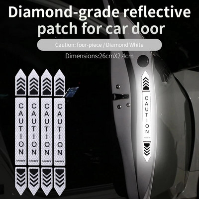 4 tk Uue auto ohutushoiatus peegeldavad kleebised suure heledusega helkur auto ukse avamise ohutusmärgi kleebiste kleebised