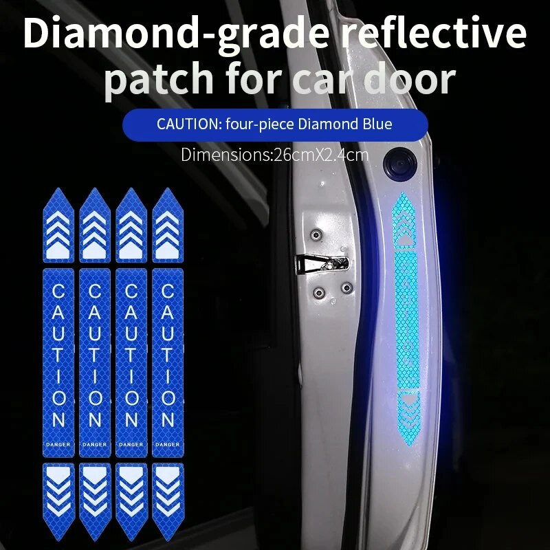 4 tk Uue auto ohutushoiatus peegeldavad kleebised suure heledusega helkur auto ukse avamise ohutusmärgi kleebiste kleebised