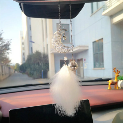 Auto Dream Catcher sulgedest ripatsid Valge roosa kohev sulg Pehme rippuv ornament Auto Kodu seina ripats Kaunistus Kingitused Uus