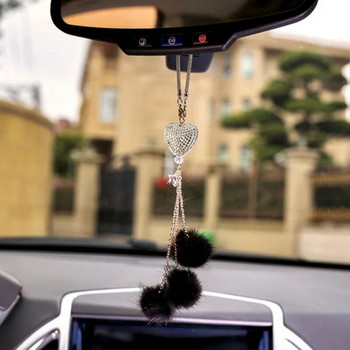 Rhinestone Crystal βελούδινο μενταγιόν Auto Στολίδι καθρέφτη οπισθοπορείας Bling Αξεσουάρ κρεμαστά καθρέφτη αυτοκινήτου Διακόσμηση εσωτερικού αυτοκινήτου