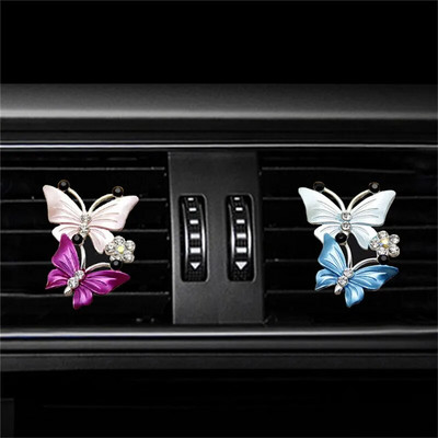 Car Air Outlet Parfüm Clip Exquisite gyémánttal kirakott Butterfly Légkondicionáló Air Outlet Ékszer Goddess Car Aromatherapy Clip