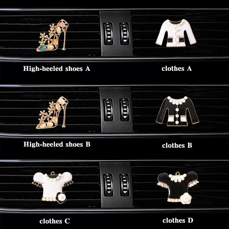 Apģērbu un augstpapēžu apavu modelēšanas auto Smaržu klipsis gaisa kondicionieris izplūdes gaisa atsvaidzinātājs automobiļa gaisa atsvaidzinātāja difuzorā