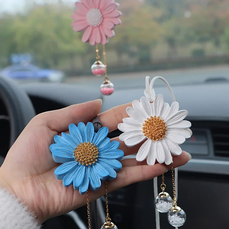 Cute Little Daisy automašīnas salona apdares ģipša aromāts margrietiņa auto atpakaļskata spoguļa kulons automašīnu apdares piederumiem