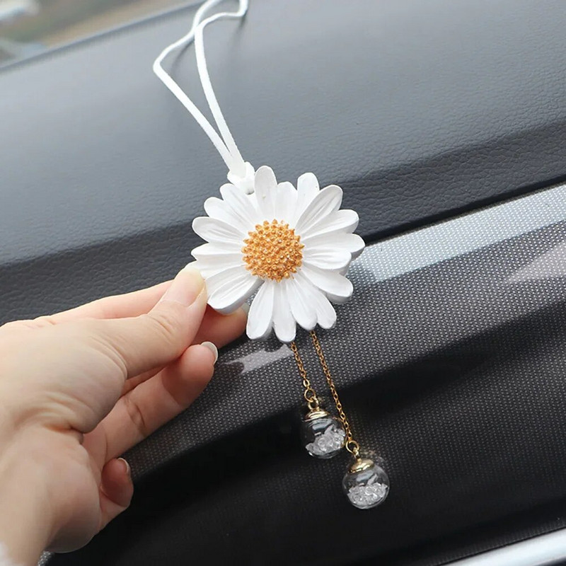 Cute Little Daisy automašīnas salona apdares ģipša aromāts margrietiņa auto atpakaļskata spoguļa kulons automašīnu apdares piederumiem