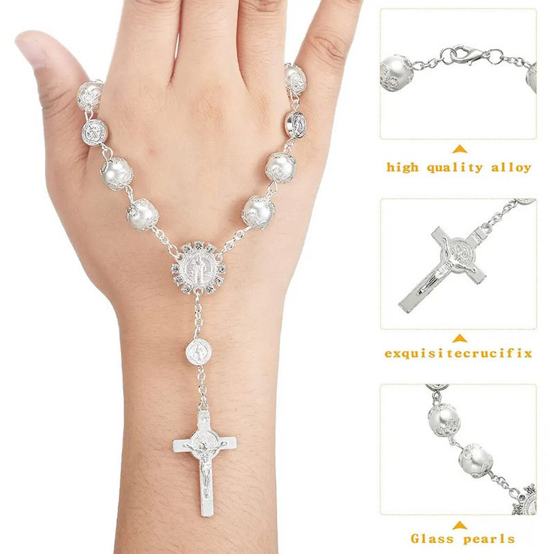 Automašīnas piekarināmais šarms Bling automašīnas aizmugurējā skata spogulis piekarināms ornaments retro imitācijas pērļu krusta piekarināmais dekors Auto Interior@#1356