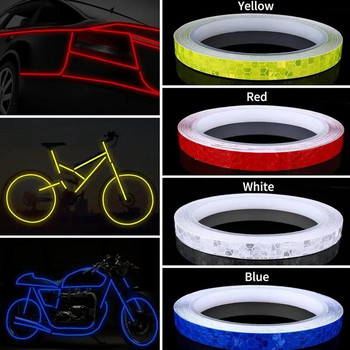 8 м светлоотразителна лента PVC велосипедни колела отразяват флуоресцентен стикер Велосипед Светлоотразителна стикерна лента за колоездене Предупреждение Безопасност