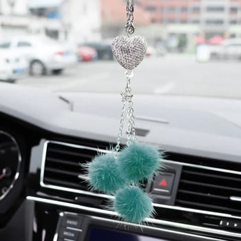 Моден диамантен автомобилен аксесоар Bling Hairball Pendant Автоматично огледало за обратно виждане Висулка Подарък за рожден ден Авто декорация Орнаменти