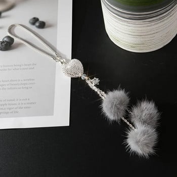 Моден диамантен автомобилен аксесоар Bling Hairball Pendant Автоматично огледало за обратно виждане Висулка Подарък за рожден ден Авто декорация Орнаменти