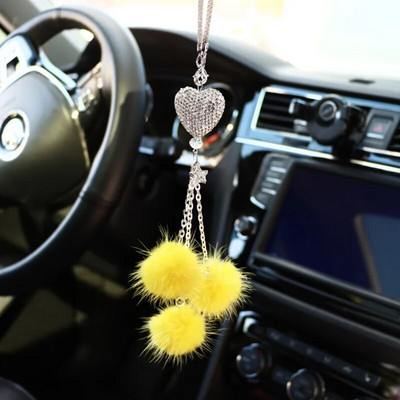 Mood Teemant Autotarvikud Bling Hairball Ripats Auto tahavaate Peegli Ripats Sünnipäevakingitus Autodekoratsiooni kaunistused
