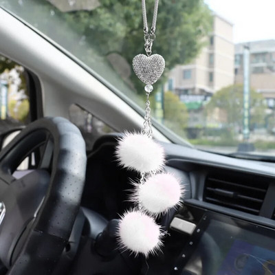 Mood Teemant Autotarvikud Bling Hairball Ripats Auto tahavaate Peegli Ripats Sünnipäevakingitus Autodekoratsiooni kaunistused