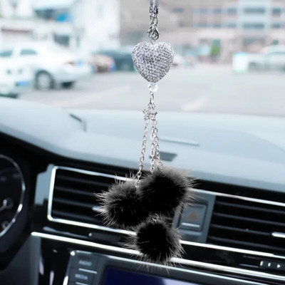 Mood Teemant Autotarvikud Bling Hairball Ripats Auto tahavaate Peegli Ripats Sünnipäevakingitus Autodekoratsiooni kaunistused
