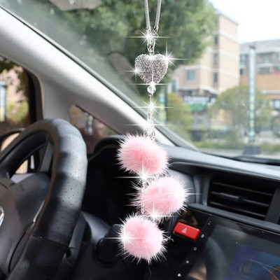 Mood Teemant Autotarvikud Bling Hairball Ripats Auto tahavaate Peegli Ripats Sünnipäevakingitus Autodekoratsiooni kaunistused