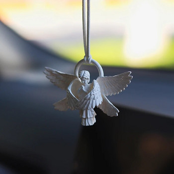 Lucky Angel Автомобилно огледало за обратно виждане Висулка Авто интериорна декорация Мини смола Ангел висящи орнаменти за подаръци Автомобилни аксесоари