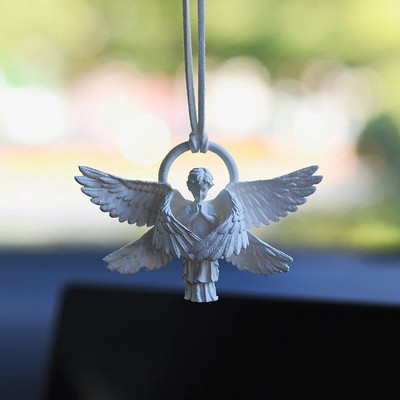 Lucky Angel autós visszapillantó tükör medál autó belső dekoráció Mini Resin Angel akasztós díszek ajándékokhoz autós kiegészítők