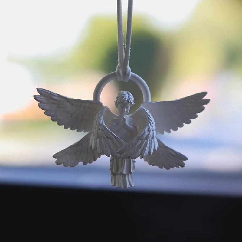 Lucky Angel automašīnas atpakaļskata spoguļa kulons Auto salona apdare Mini Resin Angel piekaramie ornamenti dāvanām Auto piederumi