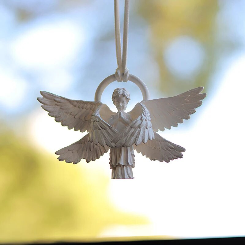 Lucky Angel automašīnas atpakaļskata spoguļa kulons Auto salona apdare Mini Resin Angel piekaramie ornamenti dāvanām Auto piederumi