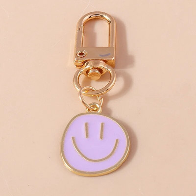 Armas naeratava näo võtmehoidja armas valge lilla kollane roosa sinine must emailiga metallist võtmehoidja koti aksessuaarid naistele