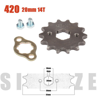 420# 20mm 10 11 12 13 14 15 16 17 18 19 Zobu priekšējais dzinēja zobrats Dirt Pit Monkey Dax Bike Go Kart ATV kvadraciklam