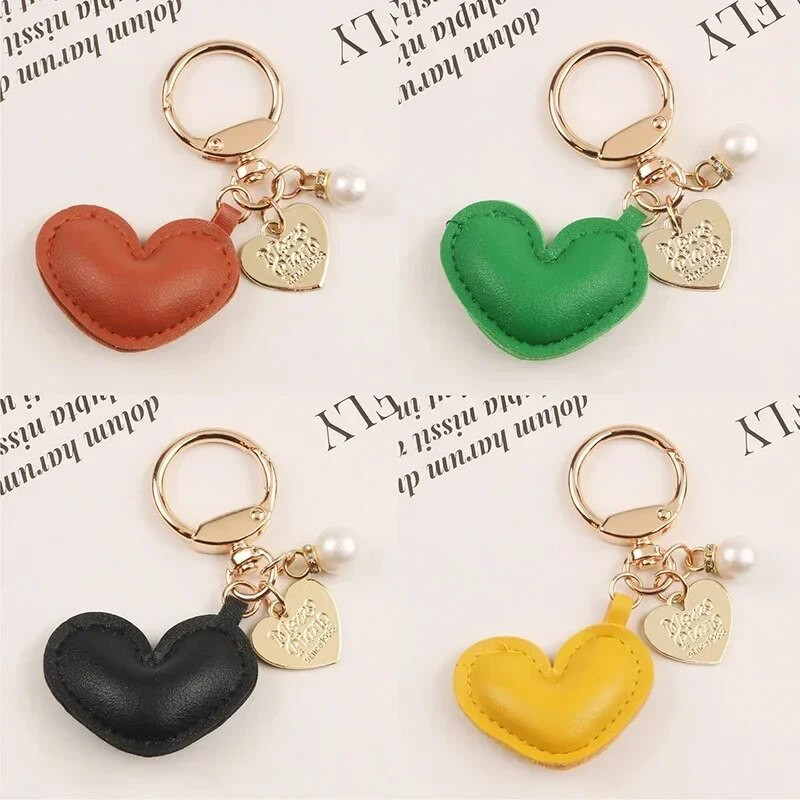 Nahast südamest võtmehoidja metallist pärlitest südamest armastuse auto võtmehoidja naistele tüdrukutele võlukott Ripats Peoehted Kingitus autotarvikud