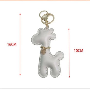 Cute Giraffe Car Keychain PU Δερμάτινο Cartoon Μπρελόκ Μόδα Τσάντα 10cm Δώρο Ζευγάρι Νέα αξεσουάρ κλειδιού αυτοκινήτου