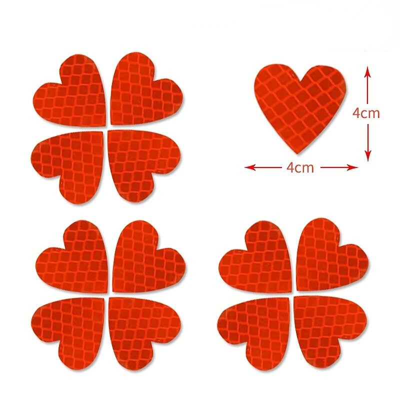 12 komada/set Auto Vanjski automobil u obliku srca Univerzalni sigurnosni znak upozorenja Reflektirajuća traka Motocikl Bicikl Reflektirajuće naljepnice za automobil