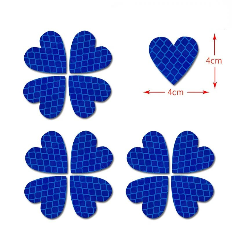 12 komada/set Auto Vanjski automobil u obliku srca Univerzalni sigurnosni znak upozorenja Reflektirajuća traka Motocikl Bicikl Reflektirajuće naljepnice za automobil