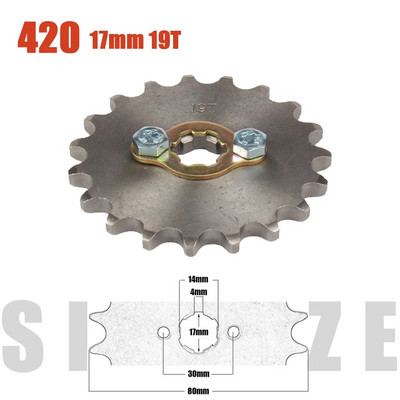 420# 17mm 10 11 12 13 14 15 16 17 18 19 Zobu priekšējais dzinēja zobrats priekš Z50 CRF50 Dirt Pit Bike Monkey ATV Quad motocikla ķēde