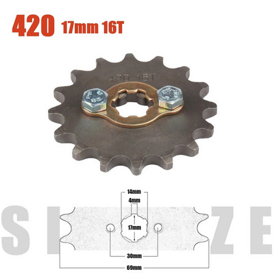 420# 17mm 10 11 12 13 14 15 16 17 18 19 Zobu priekšējais dzinēja zobrats priekš Z50 CRF50 Dirt Pit Bike Monkey ATV Quad motocikla ķēde
