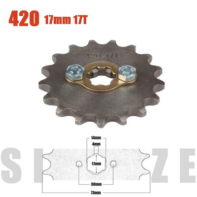 420# 17mm 10 11 12 13 14 15 16 17 18 19 Zobu priekšējais dzinēja zobrats priekš Z50 CRF50 Dirt Pit Bike Monkey ATV Quad motocikla ķēde