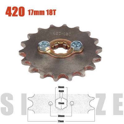 420# 17mm 10 11 12 13 14 15 16 17 18 19 Zobu priekšējais dzinēja zobrats priekš Z50 CRF50 Dirt Pit Bike Monkey ATV Quad motocikla ķēde