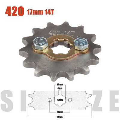 420# 17mm 10 11 12 13 14 15 16 17 18 19 Zobu priekšējais dzinēja zobrats priekš Z50 CRF50 Dirt Pit Bike Monkey ATV Quad motocikla ķēde