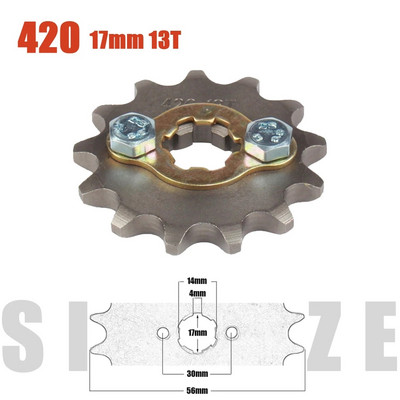 420# 17mm 10 11 12 13 14 15 16 17 18 19 Zobu priekšējais dzinēja zobrats priekš Z50 CRF50 Dirt Pit Bike Monkey ATV Quad motocikla ķēde