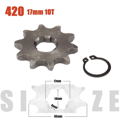 420# 17mm 10 11 12 13 14 15 16 17 18 19 Zobu priekšējais dzinēja zobrats priekš Z50 CRF50 Dirt Pit Bike Monkey ATV Quad motocikla ķēde