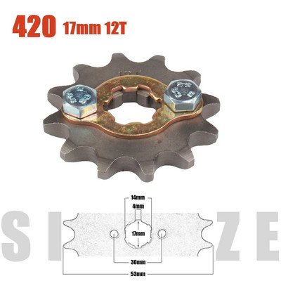 420# 17mm 10 11 12 13 14 15 16 17 18 19 Zobu priekšējais dzinēja zobrats priekš Z50 CRF50 Dirt Pit Bike Monkey ATV Quad motocikla ķēde
