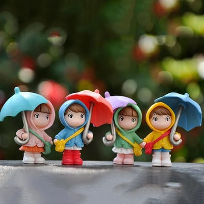 4PCS Cute Umbrella Coupre Couple Car Εσωτερική Διακόσμηση Φιγούρες δράσης Αυτόματος καθρέφτης οπισθοπορείας Διακοσμητικά ταμπλό για αξεσουάρ αυτοκινήτου