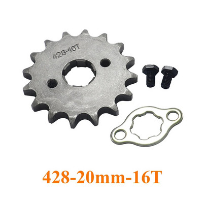 Priekšējais dzinējs 428# 10T 11T 12T 13T 14T 15T 16T 17T 18T 19T zobi 20 mm ķēdes zobrats ar fiksatora plāksnes skapīti priekš KAYO BSE SSR