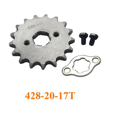 Priekšējais dzinējs 428# 10T 11T 12T 13T 14T 15T 16T 17T 18T 19T zobi 20 mm ķēdes zobrats ar fiksatora plāksnes skapīti priekš KAYO BSE SSR