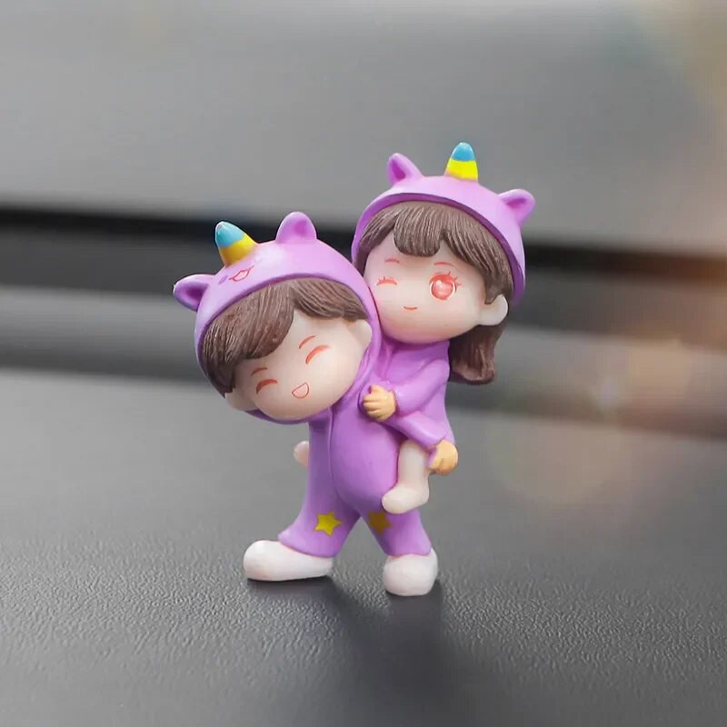 Aranyos autódekorációs díszek Kreatív rajzfilm lila egyszarvú pizsama páros autó középkonzol autóbelső kiegészítők