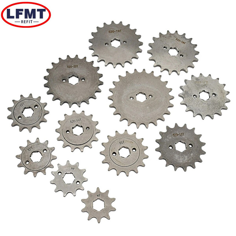 Priekšējais dzinēja zobrats 520# Ķēde 20mm 10t 11T 12t 13T 14T 15t 16t 17T 18t 19T zobi, 50cc līdz 125cc bezceļa velosipēda visurgājējam
