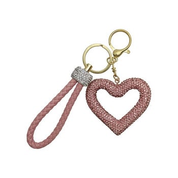 Creative Hollow out Ceramic Clay Full Diamond Love Key Chain Δερμάτινο σχοινί που κολλάει νερό διαμάντι Κρεμαστό κλειδί αυτοκινήτου Απλό