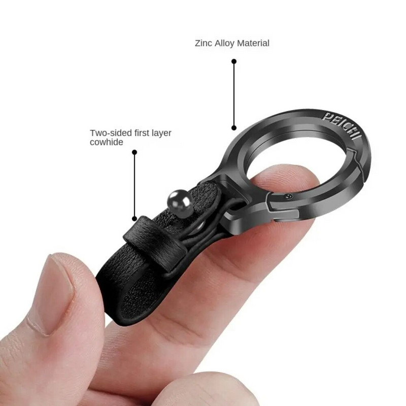 Cinka sakausējuma ādas atslēgu piekariņš automašīnas atslēgu turētājs Pārnēsājams karabīnes jostasvietas sprādzes, izturīgas mazas atslēgu piekariņi vīriešiem sievietēm dāvana