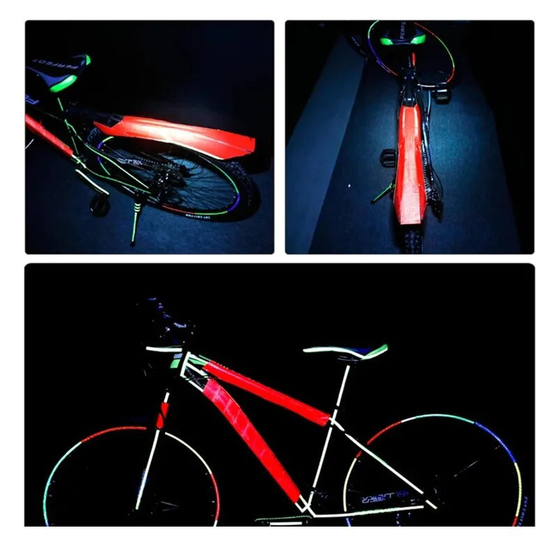 Kerékpáros fluoreszkáló fényvisszaverő csík kerékpár kerekek fényvisszaverő matricák kerékpár fényvisszaverő matrica szalag a kerékpározáshoz, biztonságra