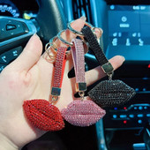 Creative Full Diamond Lip Car Keychain Isikupärastatud käsitsi valmistatud Claw Diamond Red Huule võtmehoidja Peen moekott