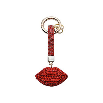 Творчески пълен диамантен ключодържател за кола за устни Персонализиран ръчно изработен ключодържател с диамант с червени устни Изискана модна чанта