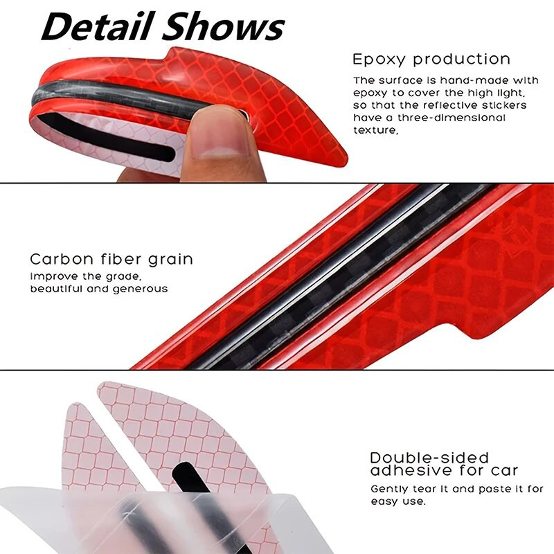 1paar auto tahavaatepeegli peegeldav kleebis ukse lehte tahvli ohutushoiatuslint autokile kleebiste jaoks dekoratiivne riba